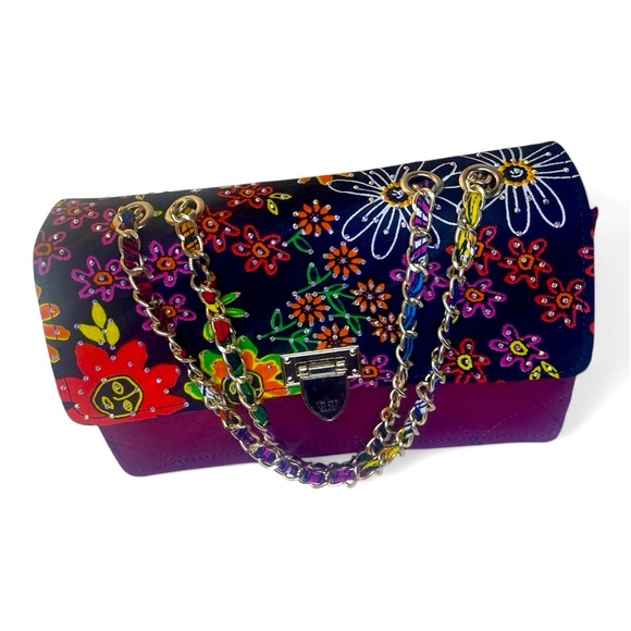 Floral Quilted Chain Shoulder Bag – Boho Chic Statement Purse - Picture 4 of 4